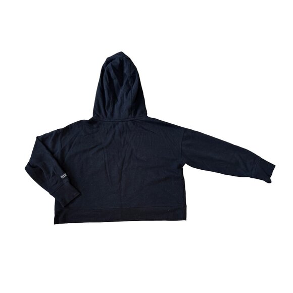 Calvin Klein Cropped Long Sleeve Black Hooded Sweatshirt Woman Large 1550 - Picture 5 of 5